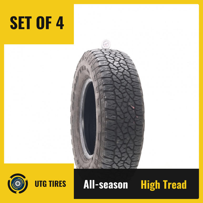 Set of (4) Used 235/75R15 Goodyear Wrangler Trailrunner AT 105S – 9.5-10.5/32