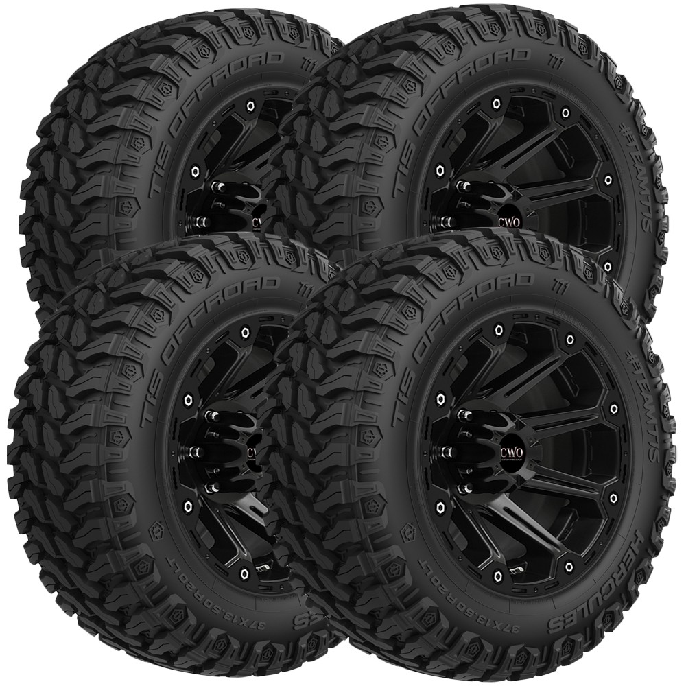 (QTY 4) 35×14.50R20 Hercules TIS Offroad TT1 127Q Load Range F Black Wall Tires