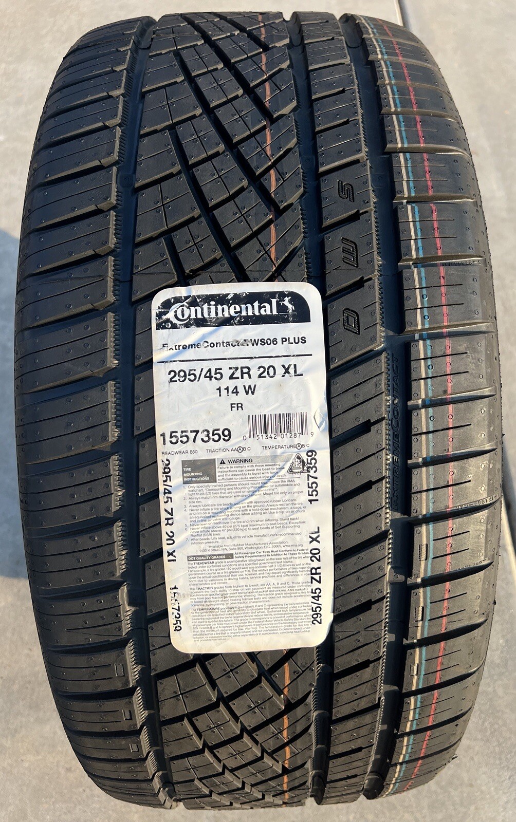 TWO BRAND NEW 295/45ZR20 114W Continental ExtremeContact DWS 06 Plus DWS06+Tires
