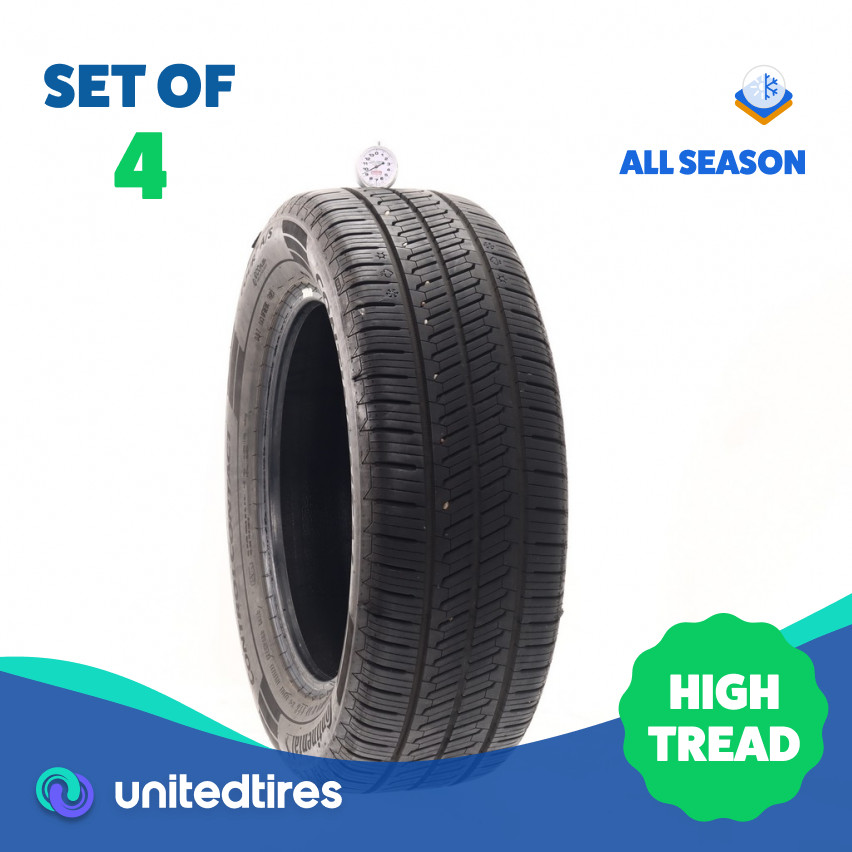 Set of (4) Used 225/60R17 Continental ControlContact Tour M A/S EV – 9.5-10.5/32