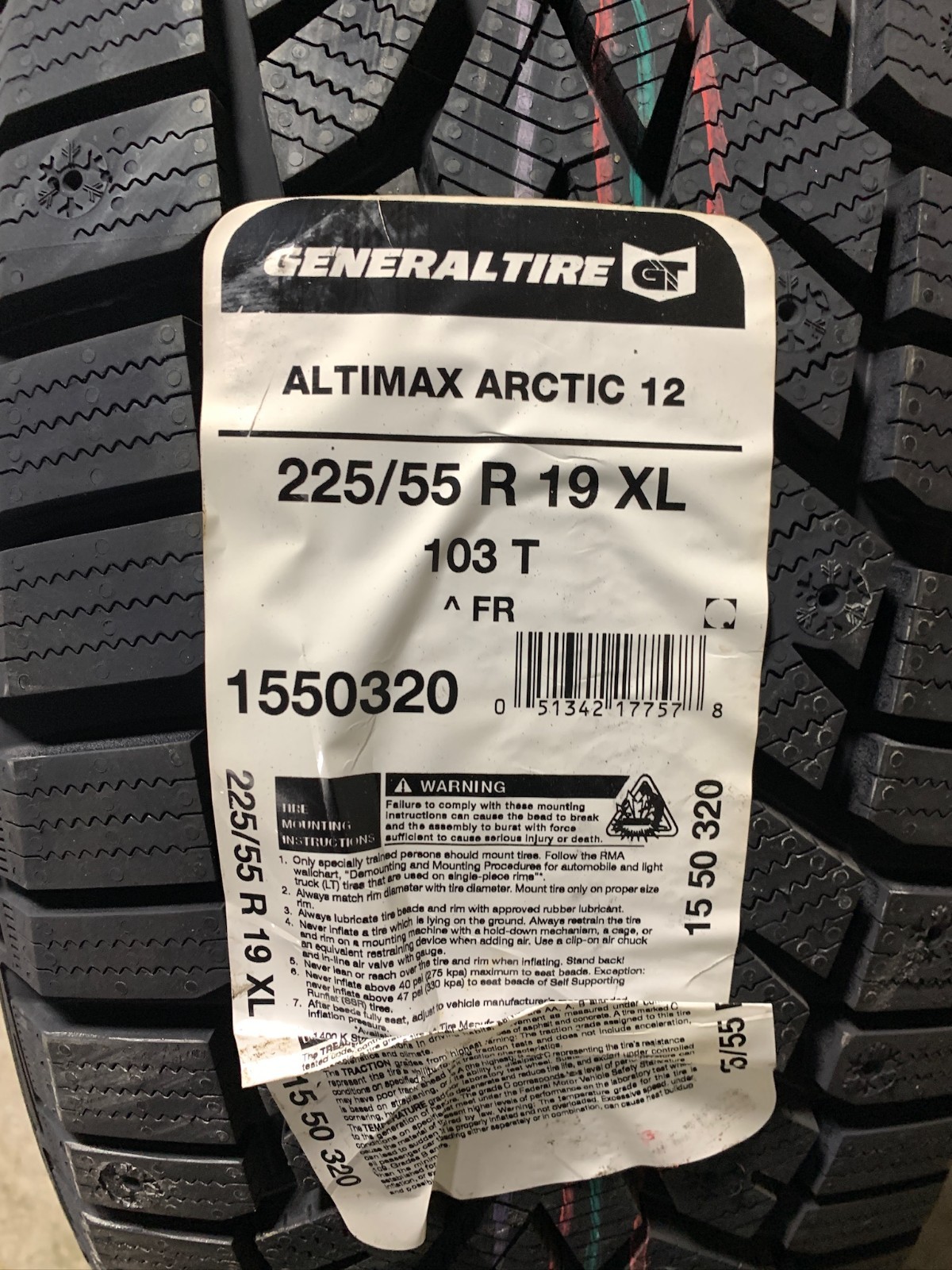 4 Take Off 225 55 19 General Altimax Arctic-12 Winter Snow Tires
