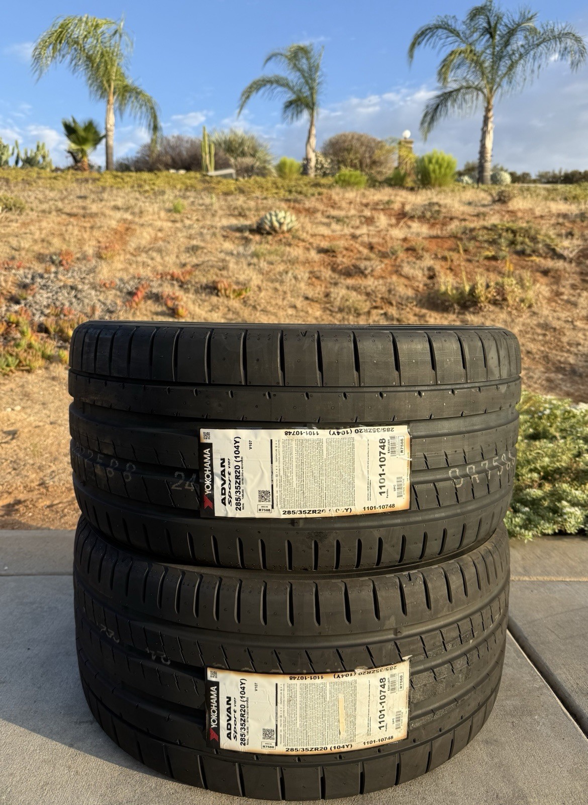 TWO BRAND NEW 285/35ZR20 Yokohama ADVAN Sport V107 Tires Like Michelin Pilot 4S!