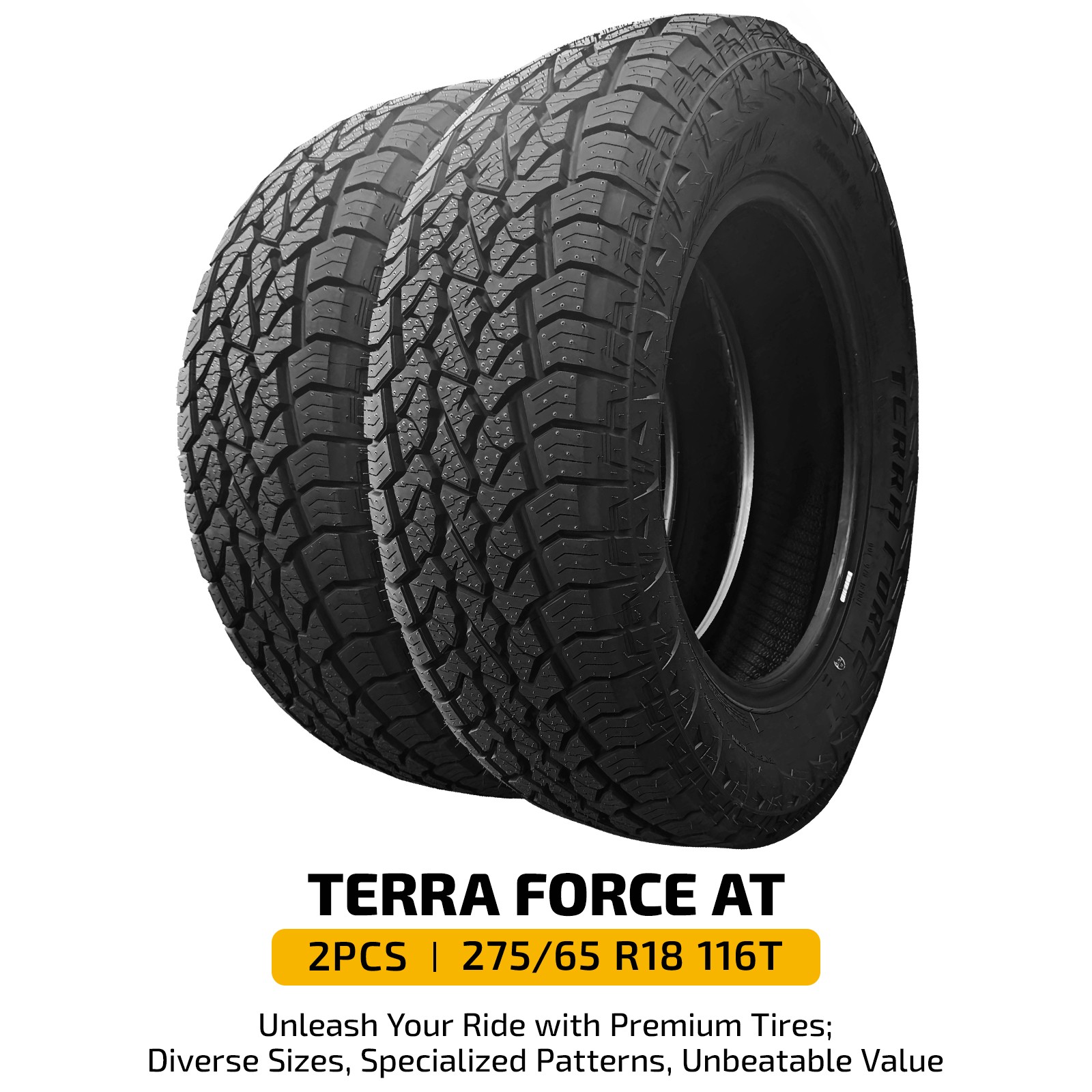TERRA Off Road Tire 275/65R18 116T Set of 2 for Passenger Cars 9.6mm Tread