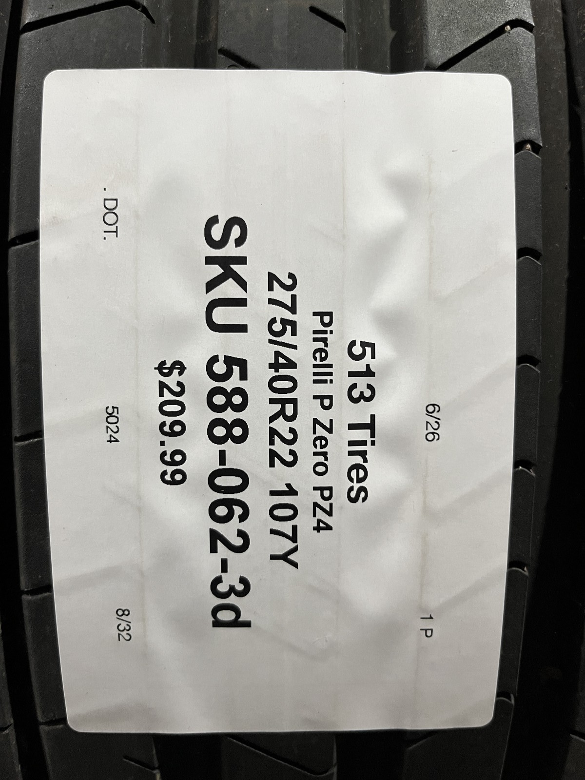 1 Tire Pirelli P Zero PZ4 Run Flat ★ BMW 275/40R22 107Y DOT.5024 8/32