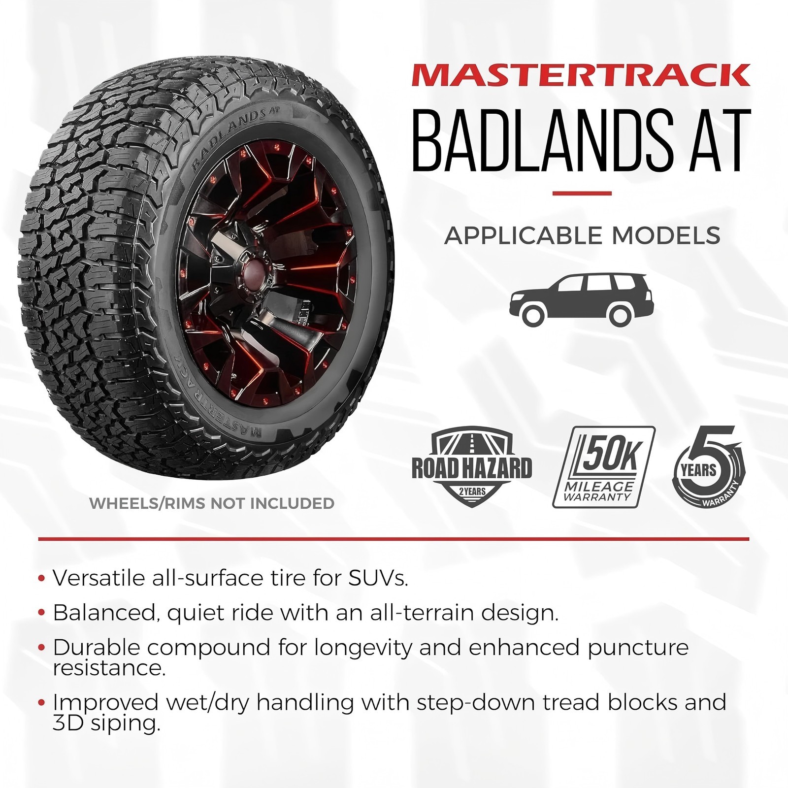 Set of 2 Mastertrack Badlands AT All Terrain 235/70R16 106T SUV/Crossover Tires
