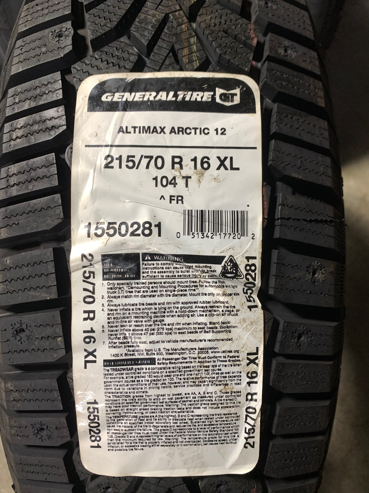 4 New 215 70 16 General Altimax Arctic 12 Extra Load Snow Tires