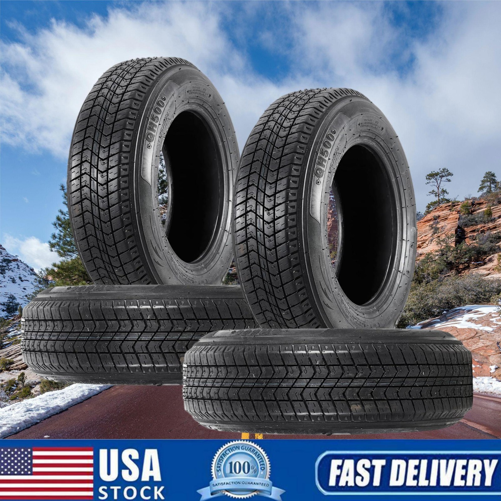 ⭐4 Pack Tires ST 205/75D14 205-75-14 205/75/14 Load Range C 6 Ply Trailer Tires