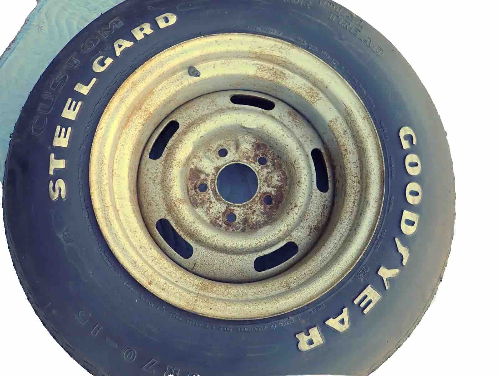 GM 15×8 AZ Rally Wheel with Goodyear GR70-15 Steelgard Tire 1970s Corvette OEM