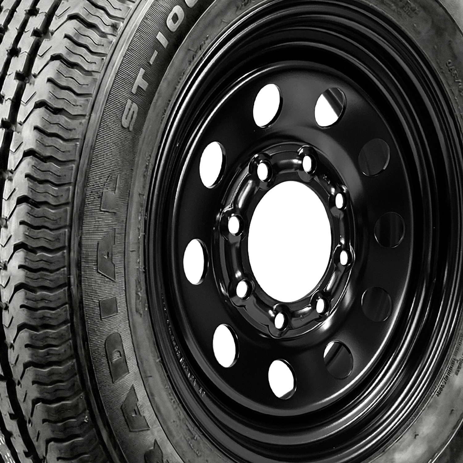 8 Assembly Hi-Run ST100 235/80R16 E 10 Ply Trailer 16×6 8 x 165.1 Black Modular