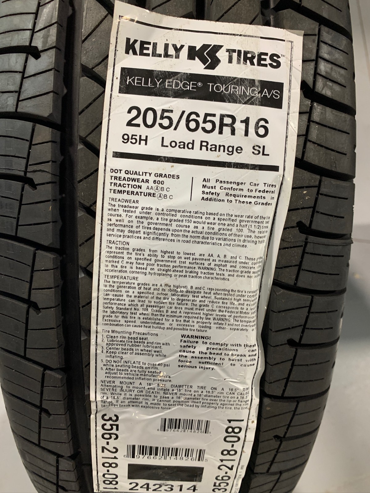 2 New 205 65 16 Kelly Edge Touring A/S All Season Tires