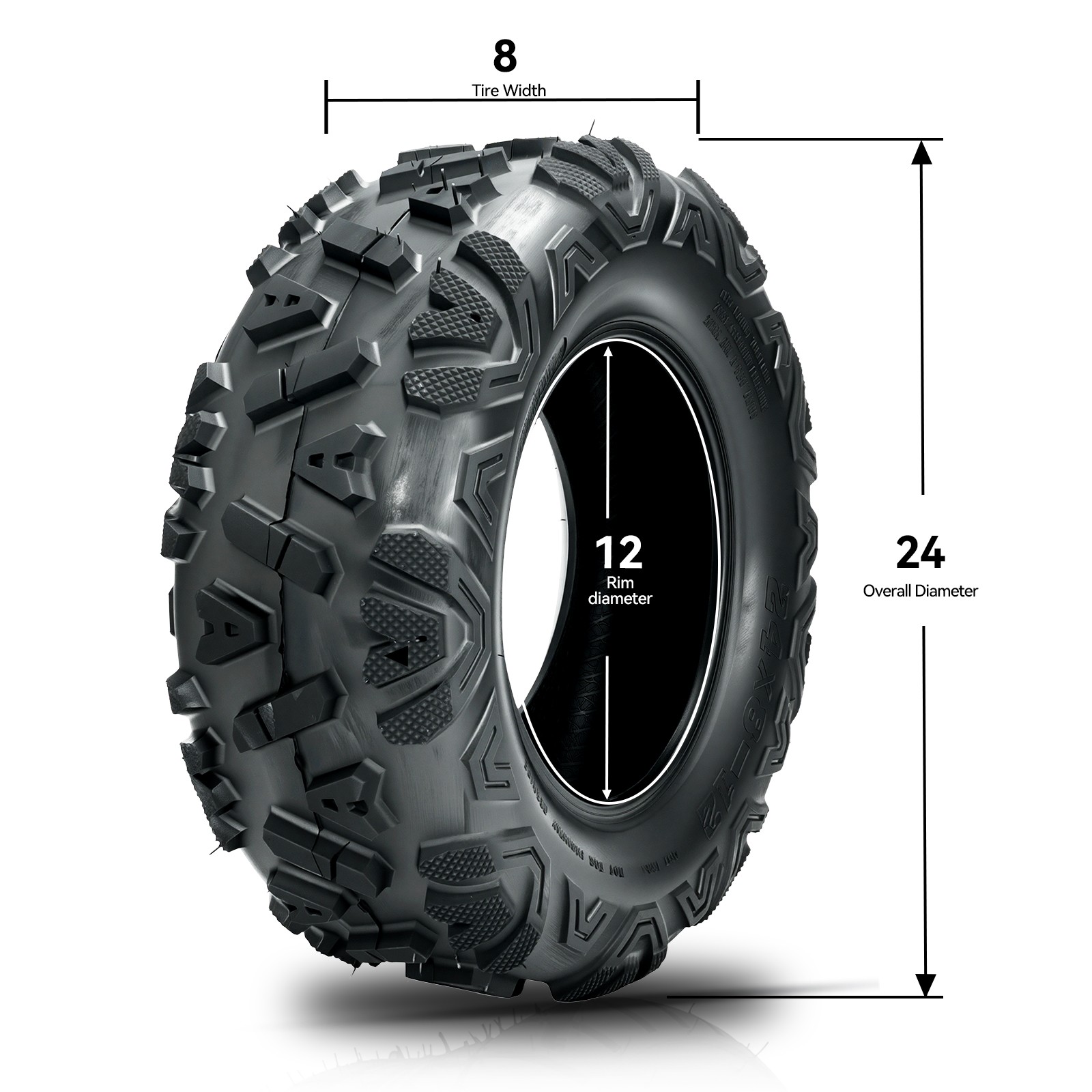 2pcs 24×8-12 ATV Tires 6PLY All Terrain