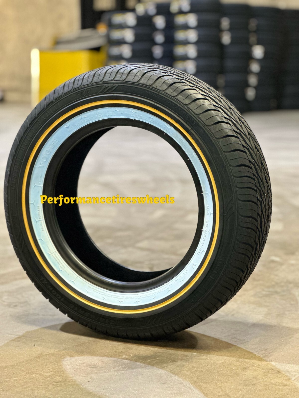 4 NEW 215-65R15 100H XL VOGUE CUSTOM BUILT GOLD WHITE SIDEWALL TIRE 215/65-15