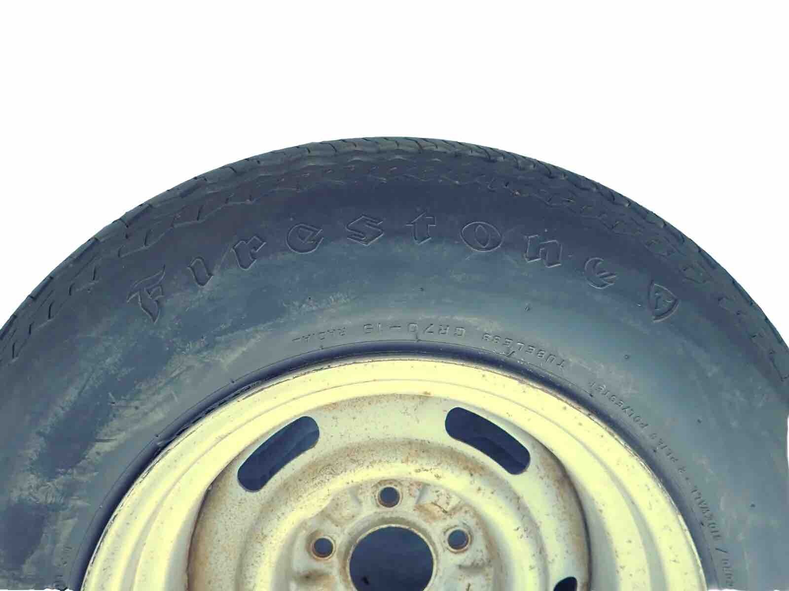 GM 15×8 Rally Wheel Firestone GR70-15 Steel Radial 500 Tire 70s Corvette OEM