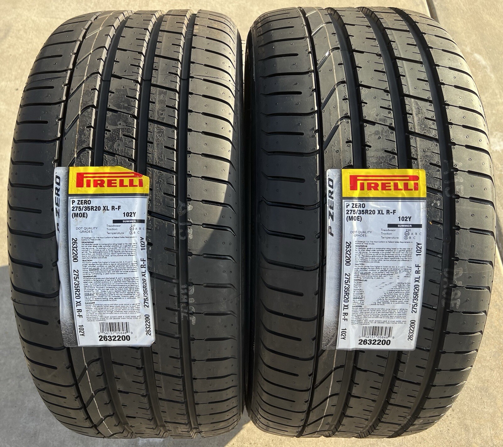 Set of TWO BRAND NEW 275/35R20 102Y Pirelli P Zero MOE Run Flat RFT RF Tires