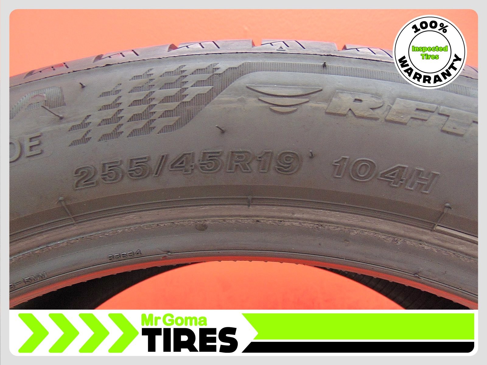 1 BRIDGESTONE TURANZA LS100 MOE RFT XL 255/45R19 USED TIRE 7.3/32 TREAD RUN FLAT