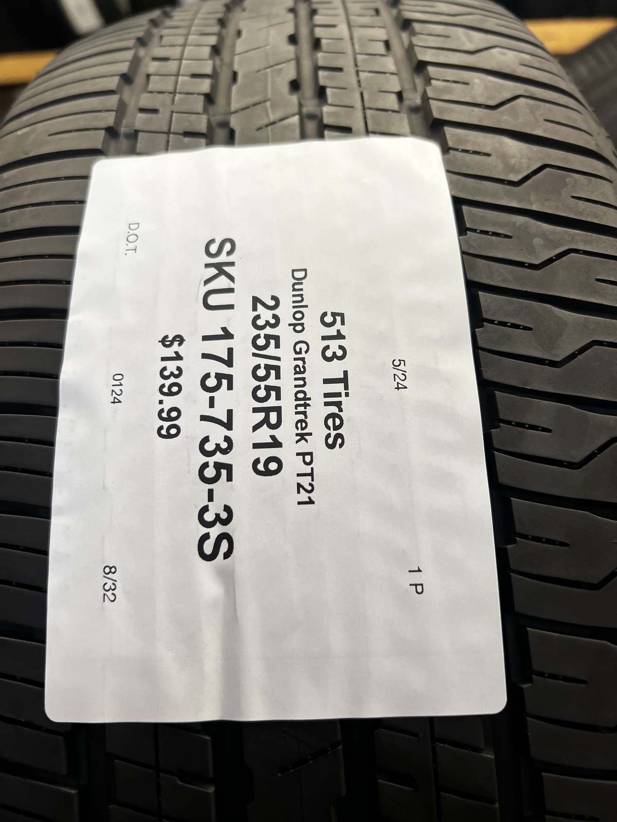 1 Tire Dunlop Grandtrek PT21 235/55R19 101V DOT.0124 7/32
