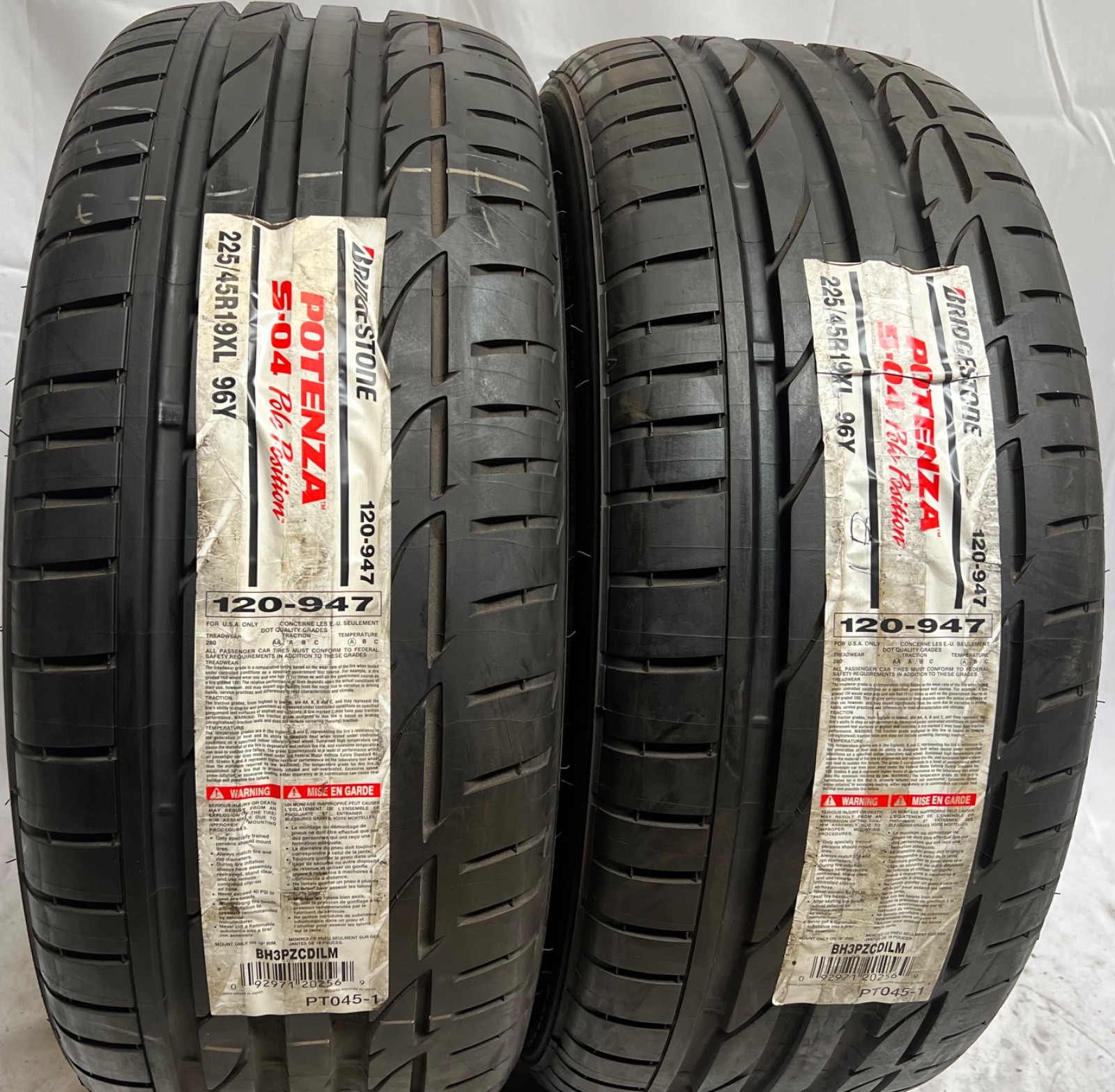 2 – NEW 225/45R19 XL (96Y) Bridgestone Potenza S-04 Pole Position – 9051