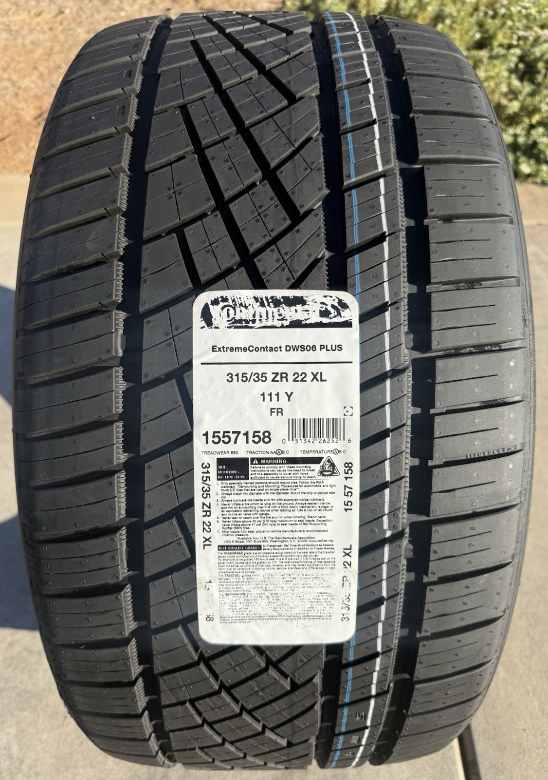 TWO BRAND NEW 315/35ZR22 111Y Continental ExtremeContact DWS 06 Plus DWS06+