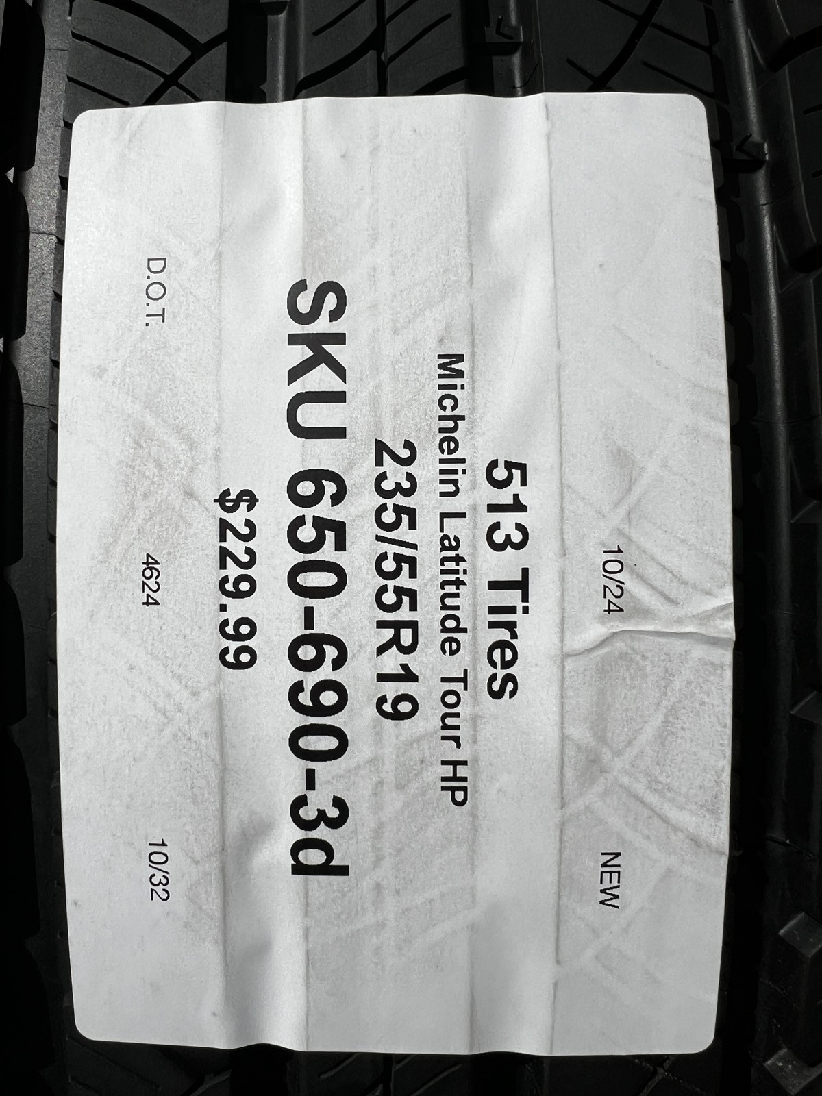 1 New Michelin Latitude Tour HP NO 235/55R19 101V DOT.4624 10/32 New