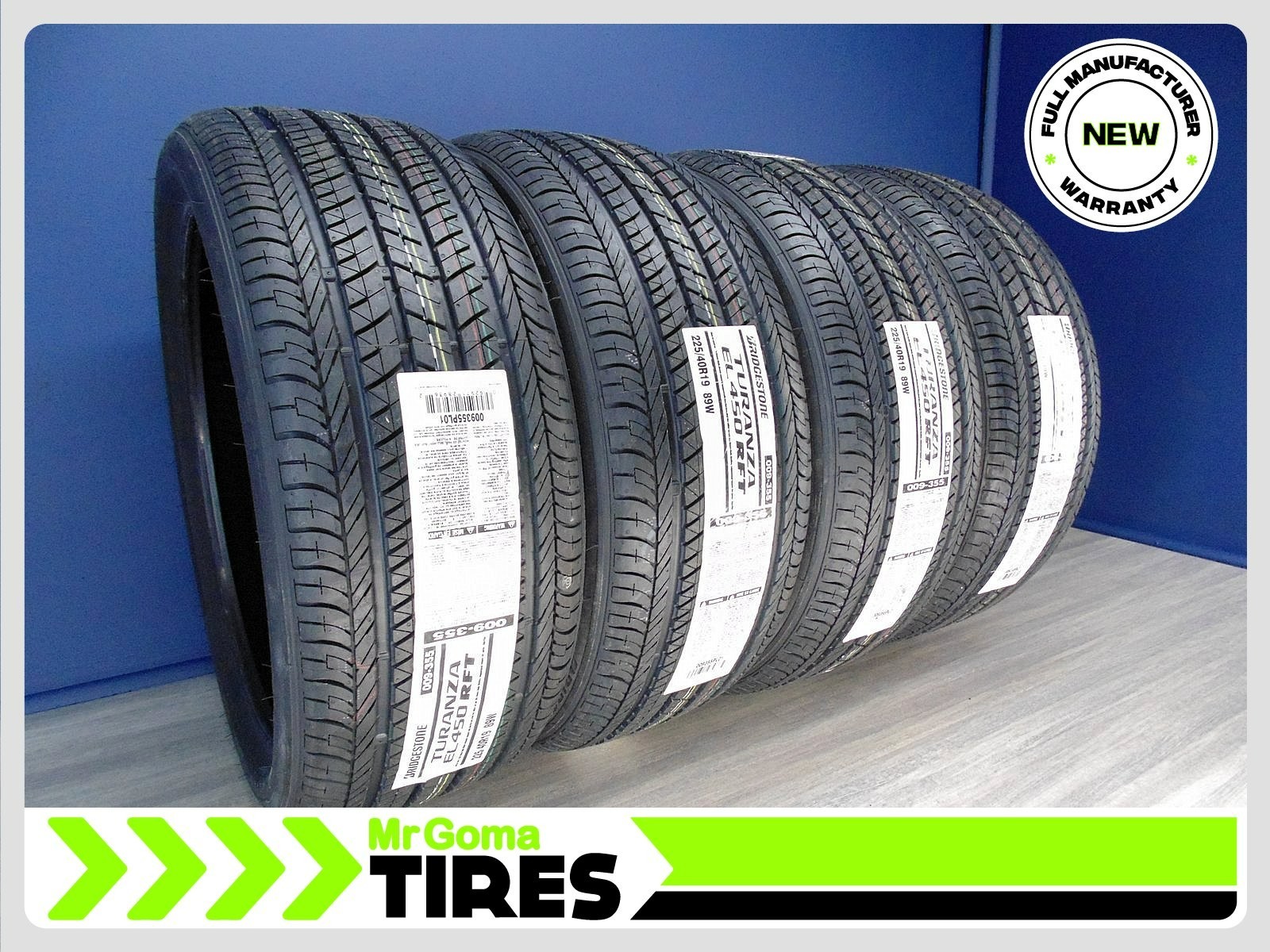 4 BRAND NEW 225/40R19 BRIDGESTONE TURANZA EL450 AR RSC RFT TIRE 89W Run flat