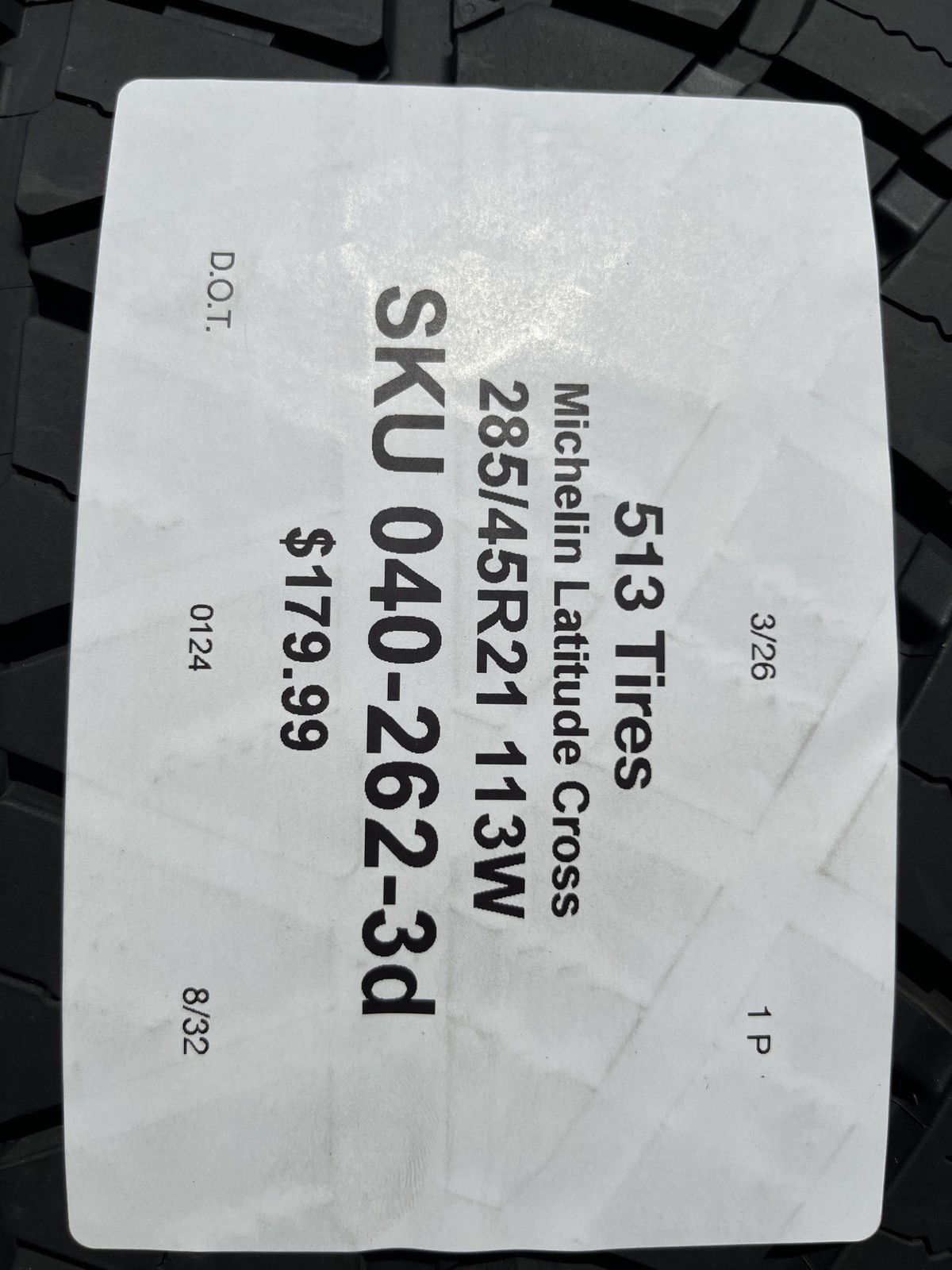 1 Tire Michelin Latitude Cross MO1 285/45R21 113W DOT.0124 8/32