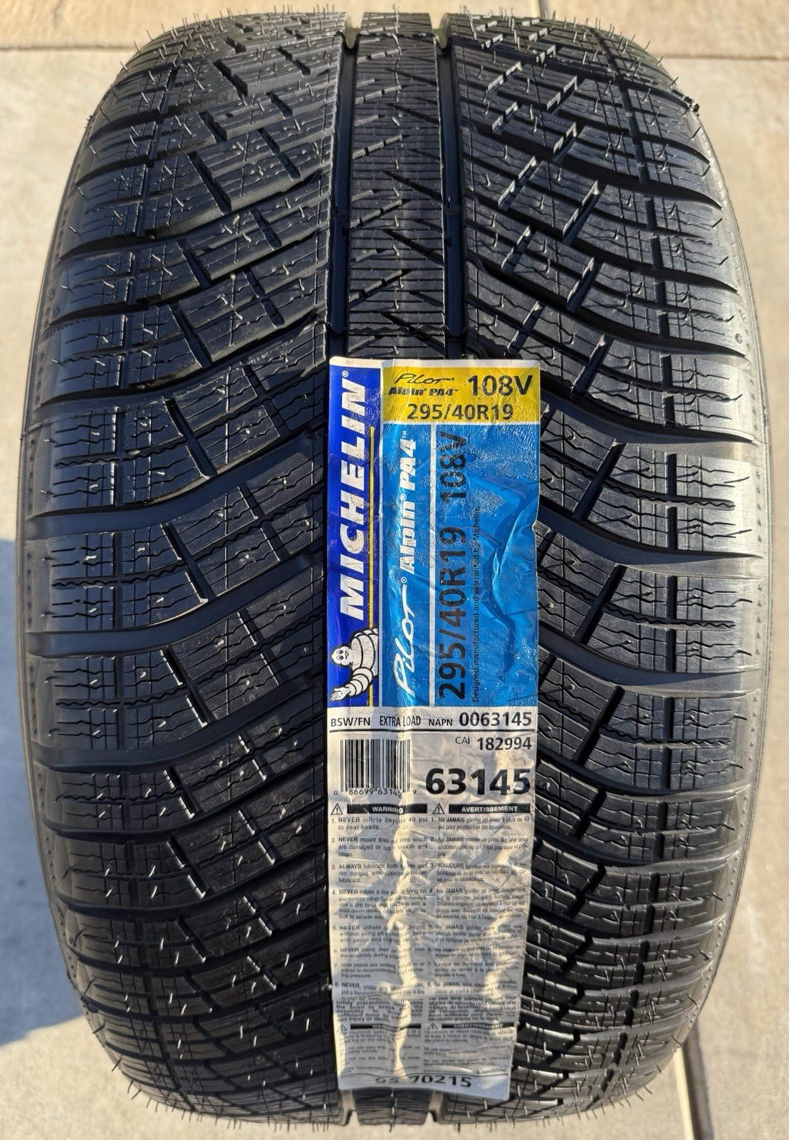TWO NEW 295/40R19 Michelin Pilot Alpin PA4 N0 Porsche Panamera Winter Snow Tires