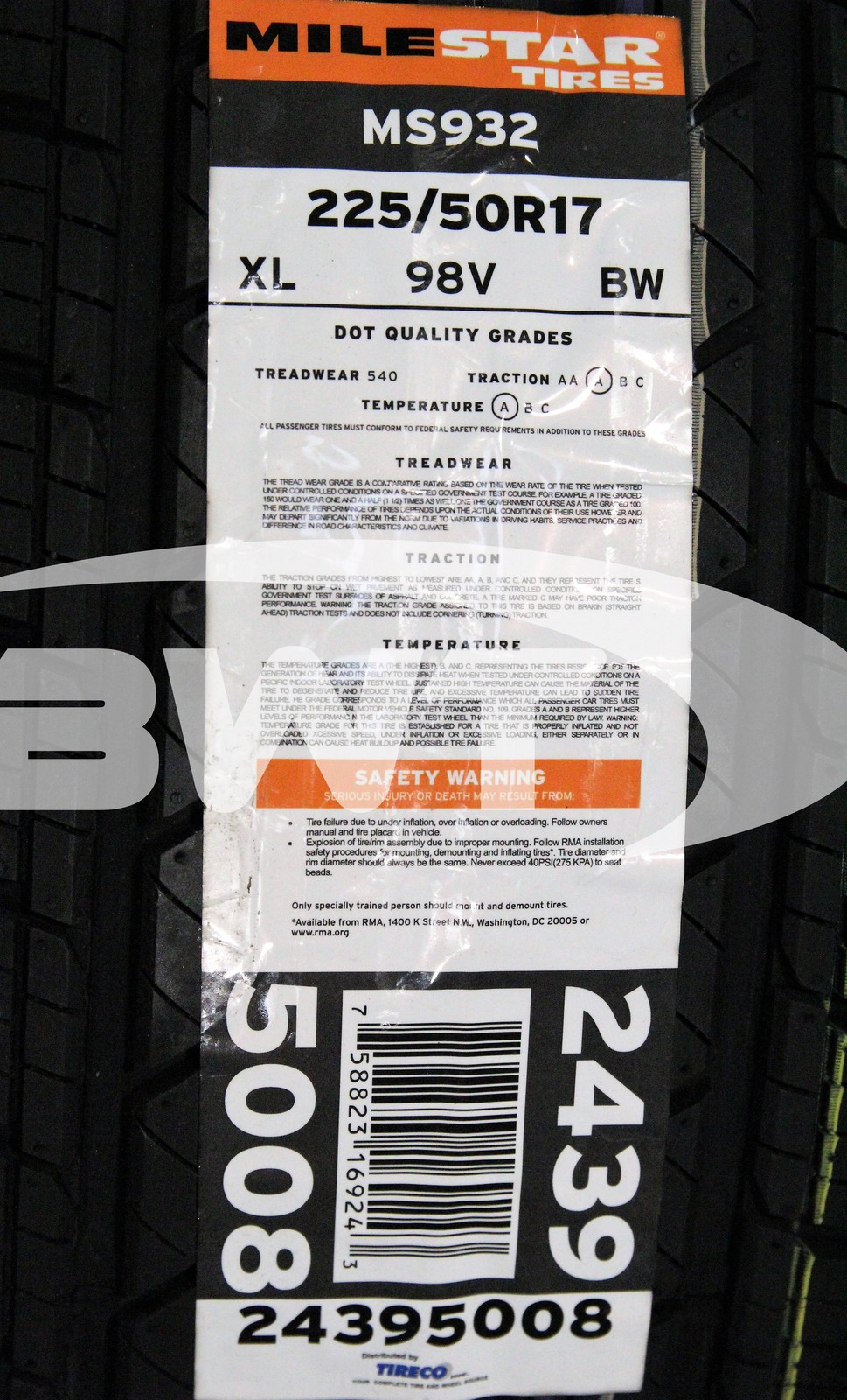 2 New Milestar MS932 98V 50K-Mile All Season Tires 2255017 225/50-17 225/50R17