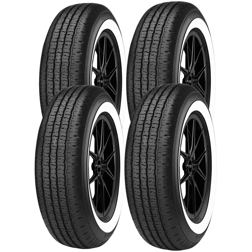 (QTY 4) 165R15 GripMax MaxGrip Classic GT 87S SL White Wall Tires