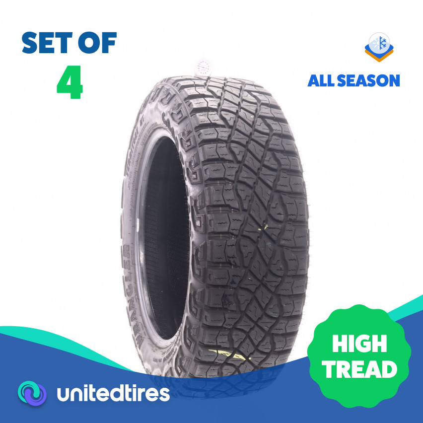 Set of (4) Used LT 265/60R20 Goodyear Wrangler Territory MT 110/107S – 11-13/32