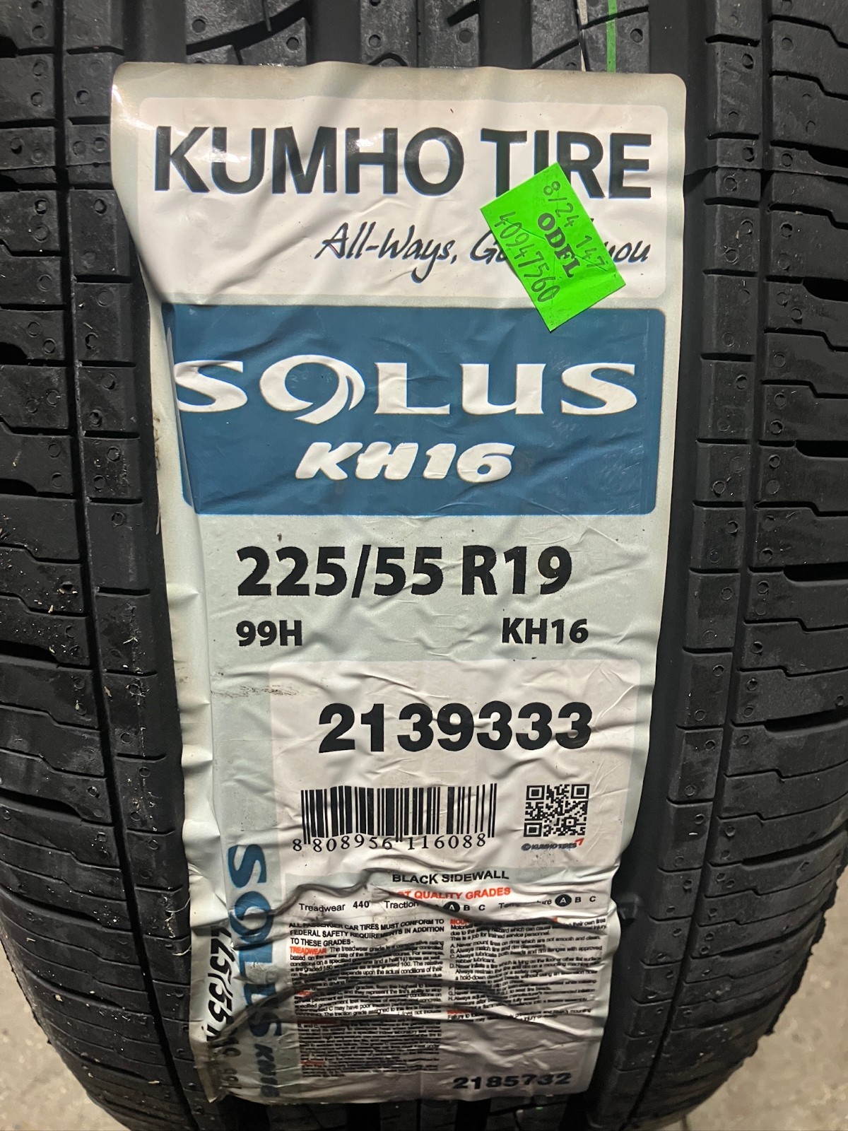 4 New 225 55 19 Kumho Solus KH16 All Season Tires
