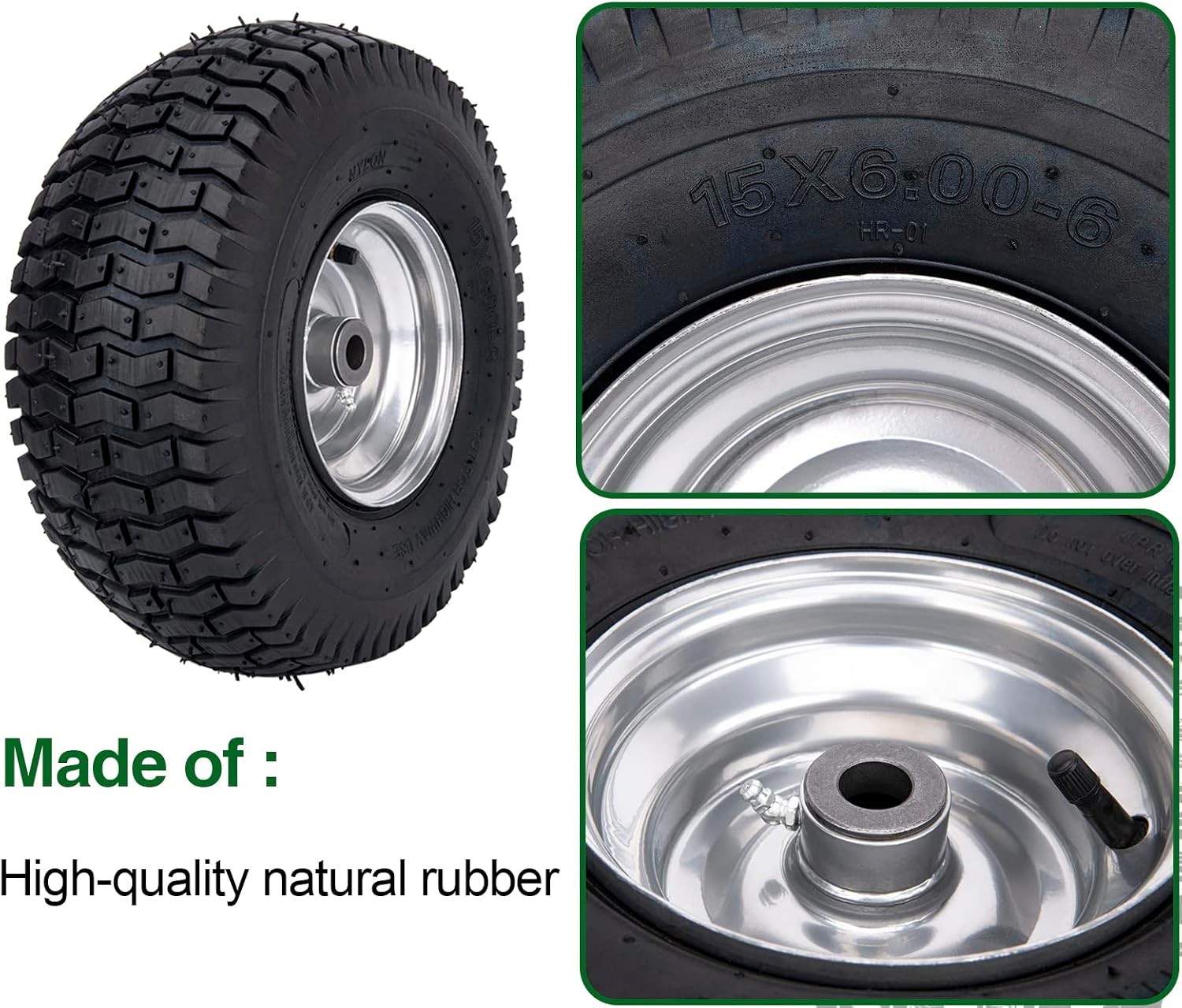15×6.00-6 Lawn Mower Tire Wheel Assembly Front Tire for John Deere Craftsman