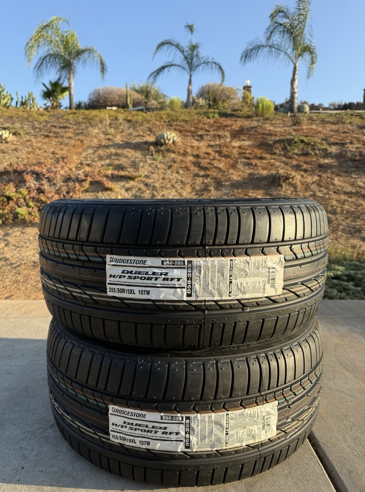 TWO BRAND NEW 255/50R19 107W Bridgestone Dueler H/P HP Sport RFT Run Flat Tires