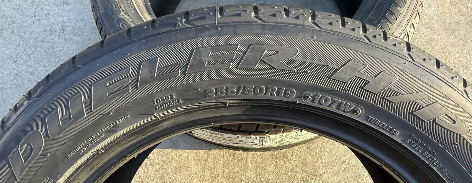 TWO BRAND NEW 255/50R19 107W Bridgestone Dueler H/P HP Sport RFT Run Flat Tires