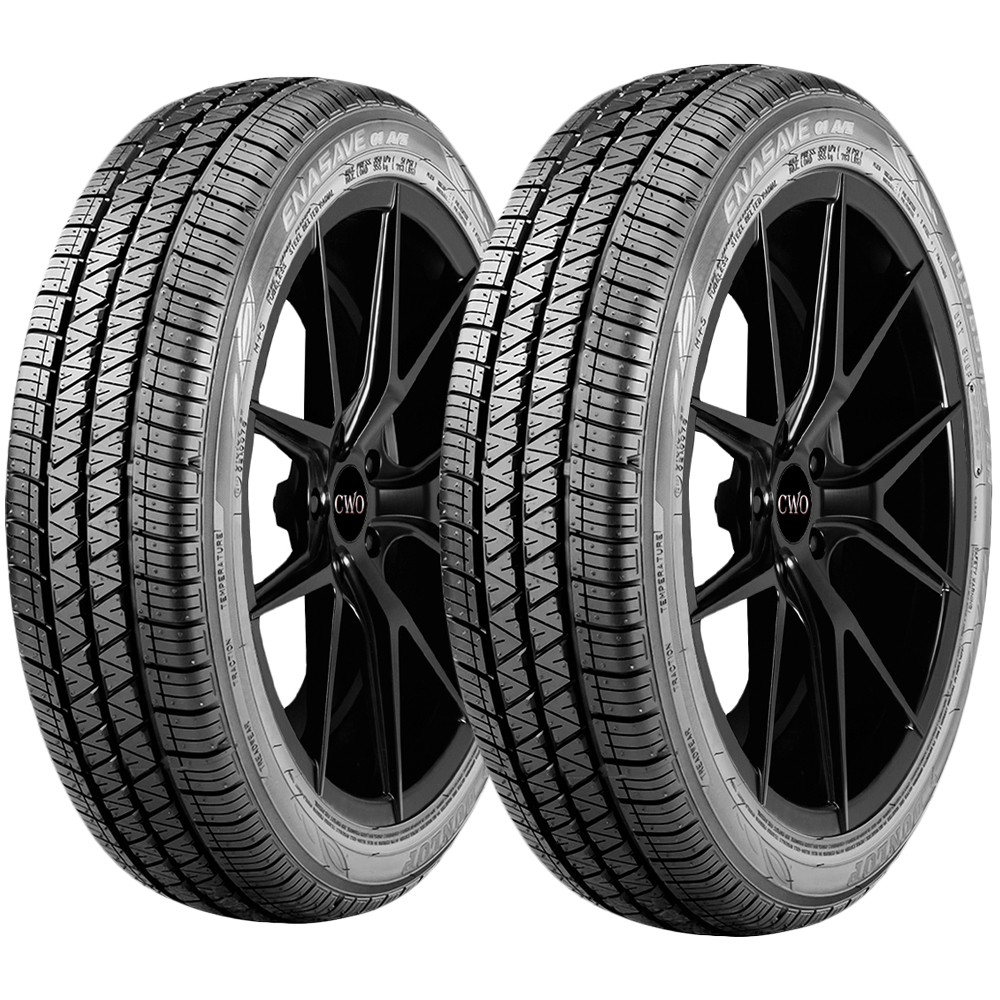 (QTY 2) 195/65R15 Dunlop Enasave 01 A/S 91S SL Black Wall Tires