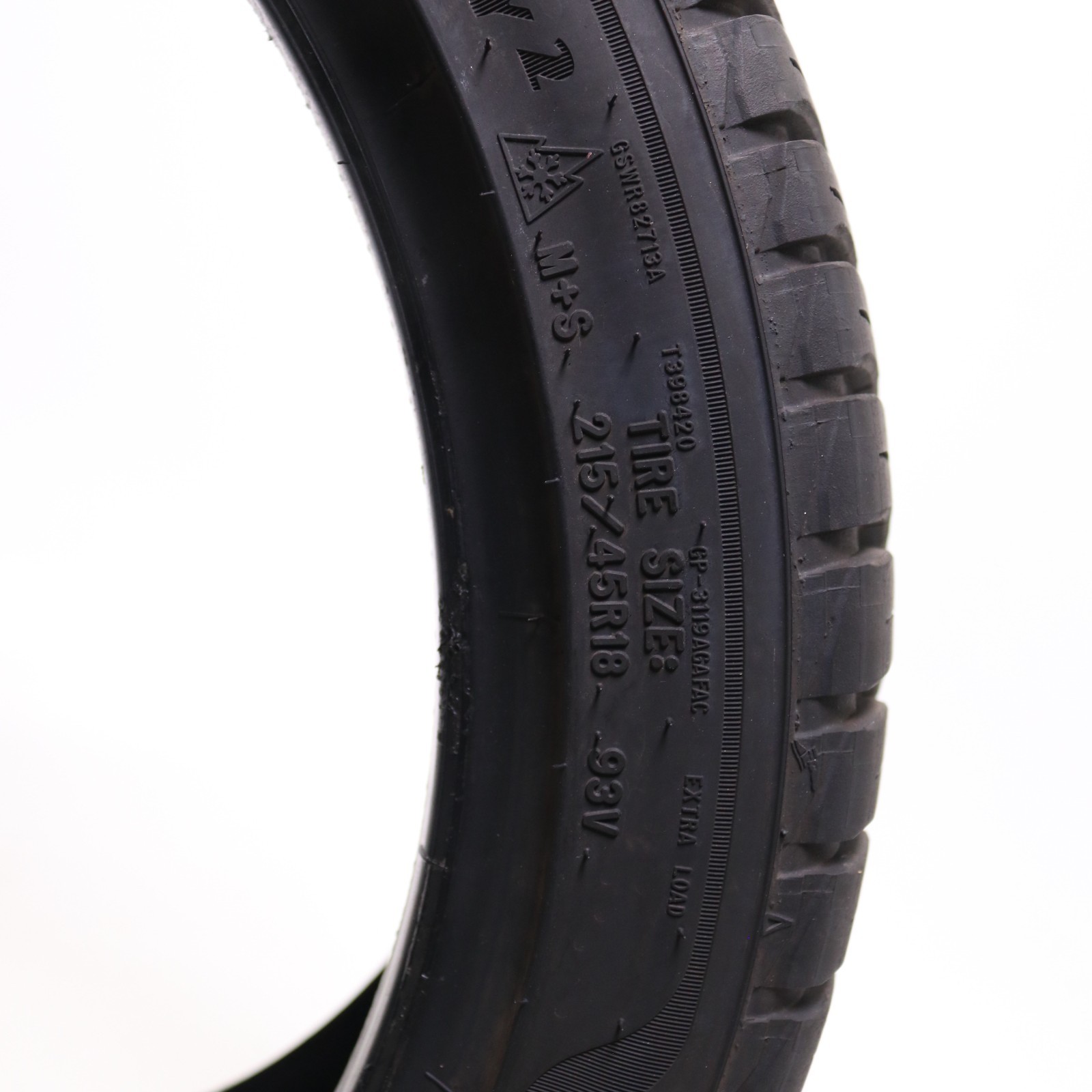Set of 2 Used 215/45R18 Goodyear Assurance WeatherReady 2 – 93V – 10-10.5/32