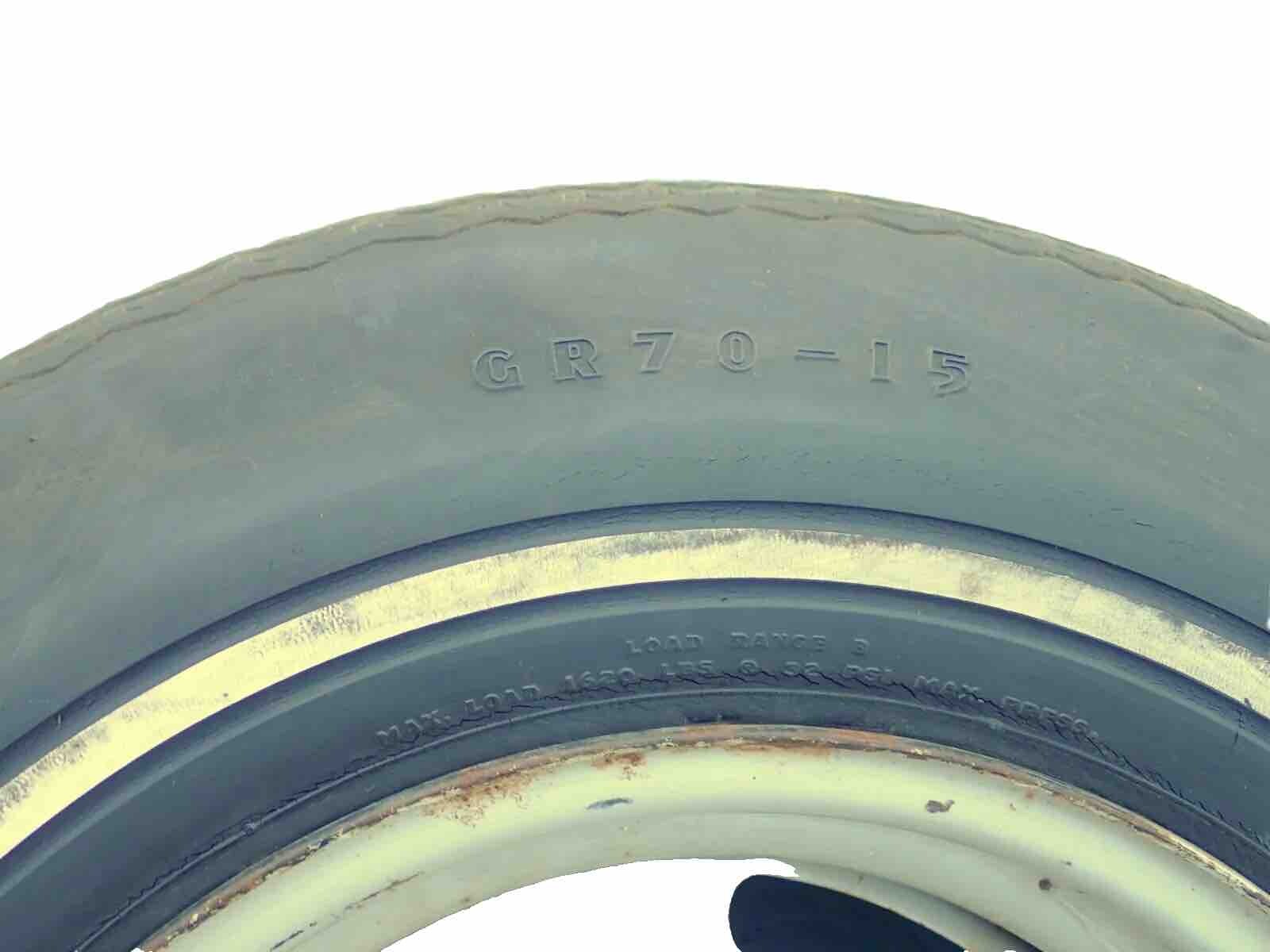 GM 15×8 AZ Rally Wheel Goodyear GR70-15 Custom Steelgard Whitewall Tire Corvette