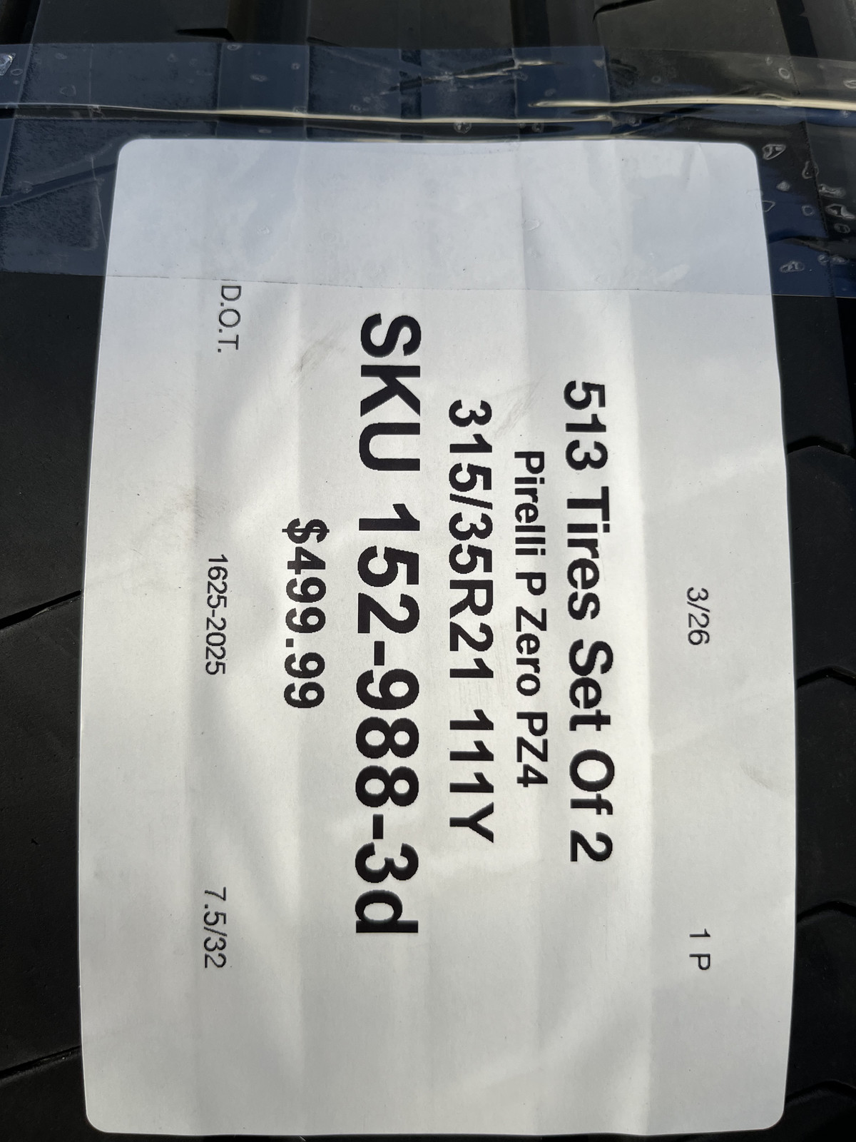 Set Of 2 Tires Pirelli P Zero PZ4 Run Flat ★ BMW 315/35R21 111Y DOT.1625 7.5/32
