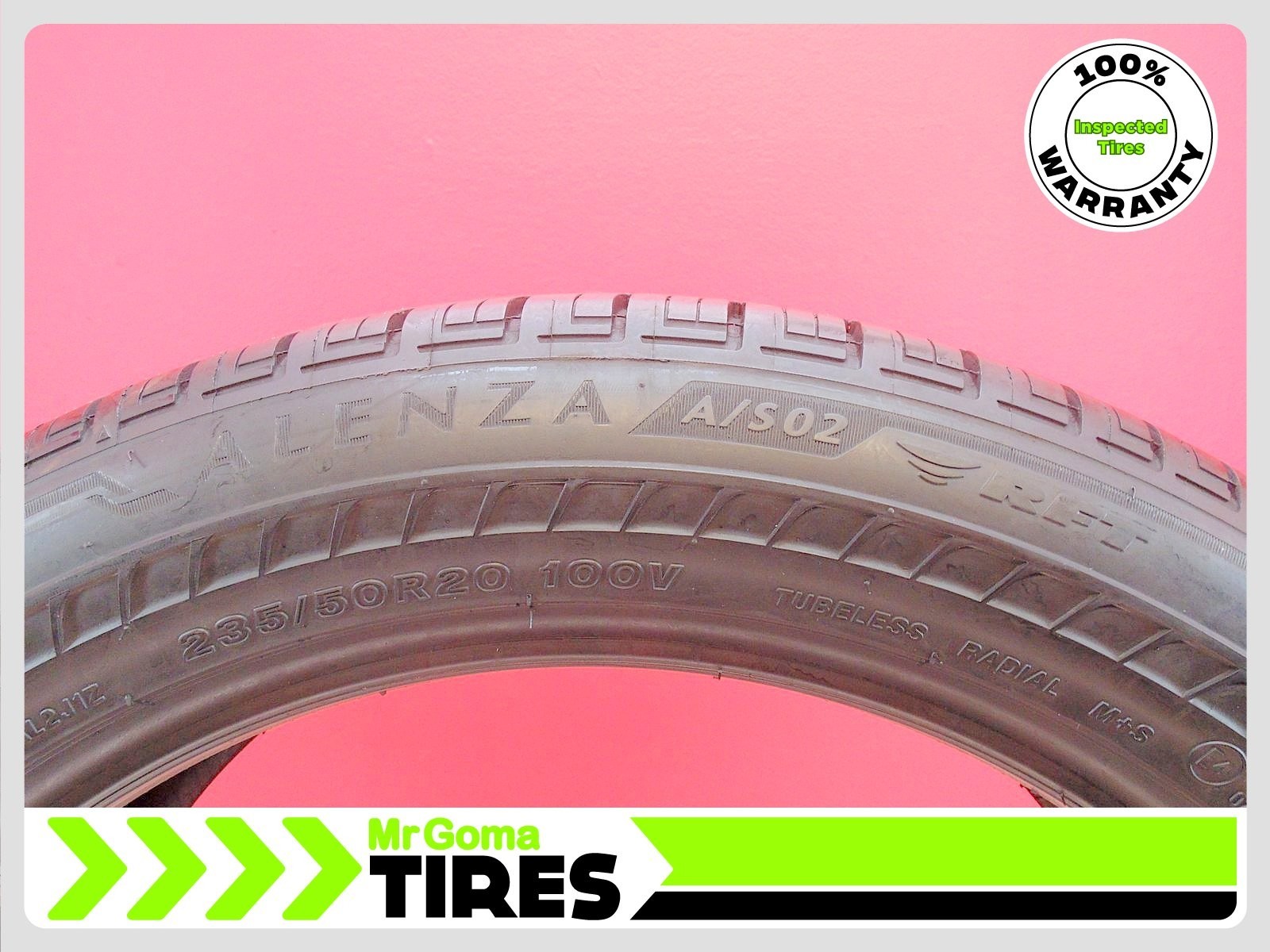 1 BRIDGESTONE ALENZA A/S 02 RSC RFT 235/50R20 USED TIRE 8.9/32 TREAD RUN FLAT