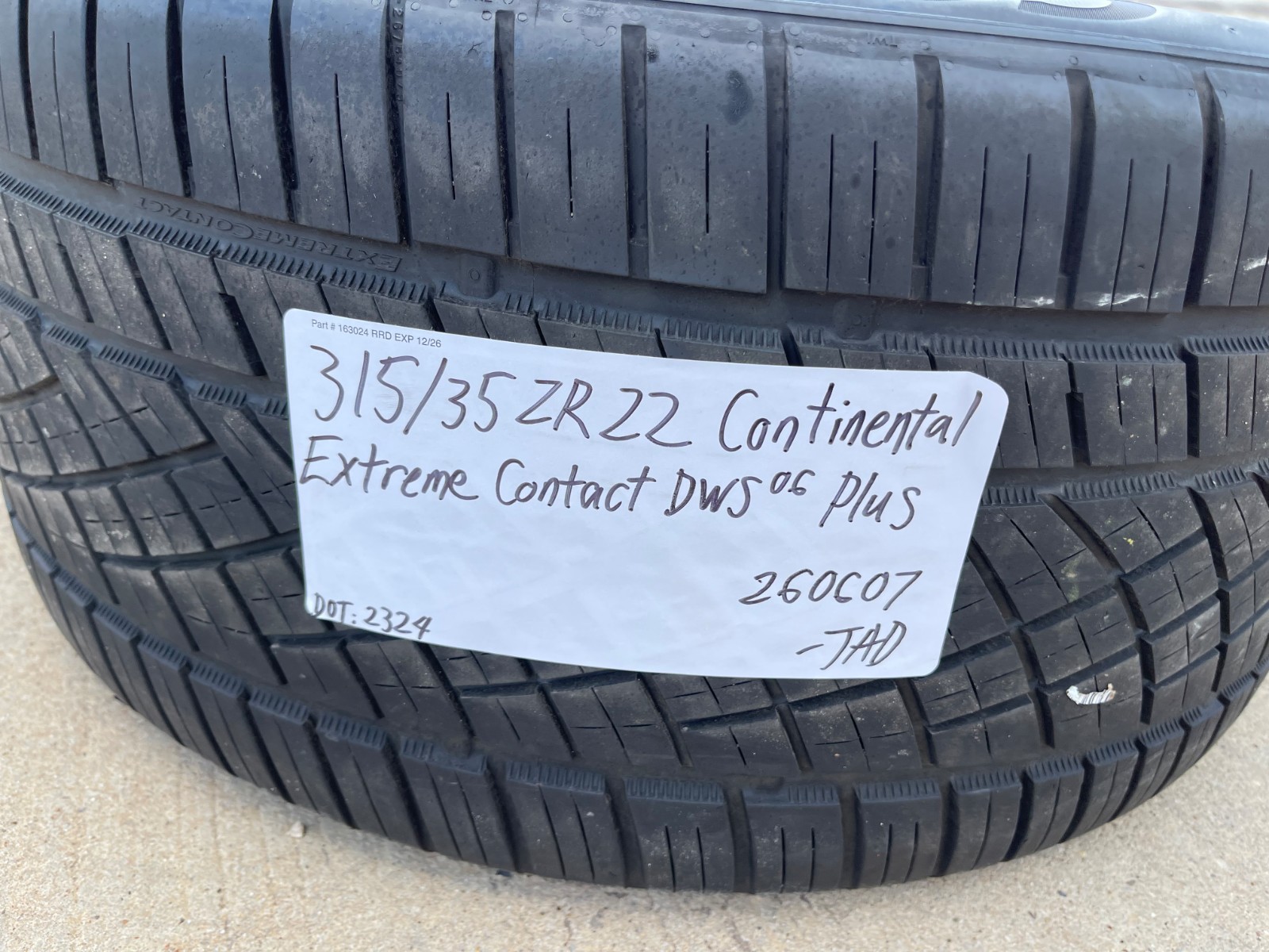(1) 315/35/22 Continental Extreme Contact DWS06 111Y XL M+S 315/35R22 tire