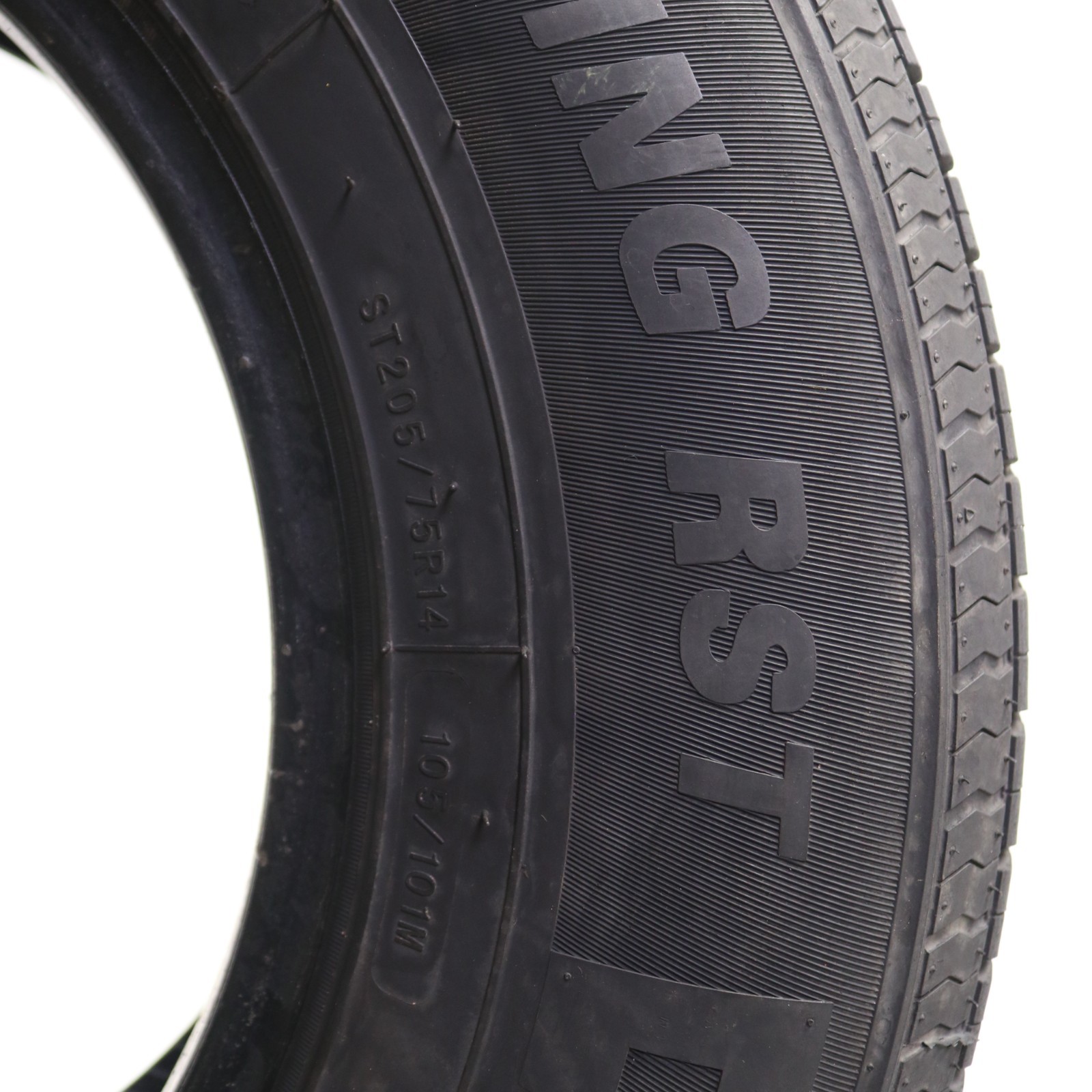 Set of 2 Used ST 205/75R14 Trailer King RST – 105/101M – 5.5/32 No Repairs