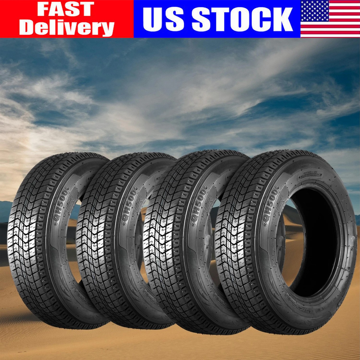 4 Pack Tires ST 205/75D14 205 75 14 Trailer Tires Load Range C 6 Ply Trailer