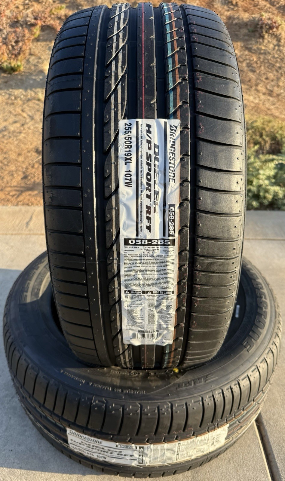 TWO BRAND NEW 255/50R19 107W Bridgestone Dueler H/P HP Sport RFT Run Flat Tires