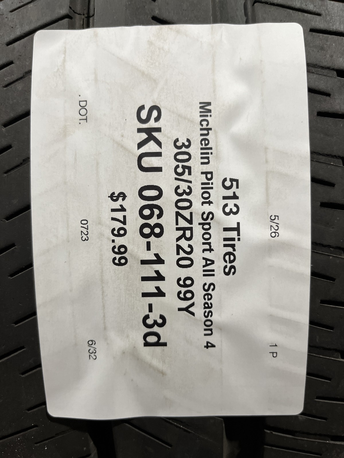 1 Tire Michelin Pilot Sport All Season 4 ZP 305/30ZR20 99Y DOT.0723 6/32