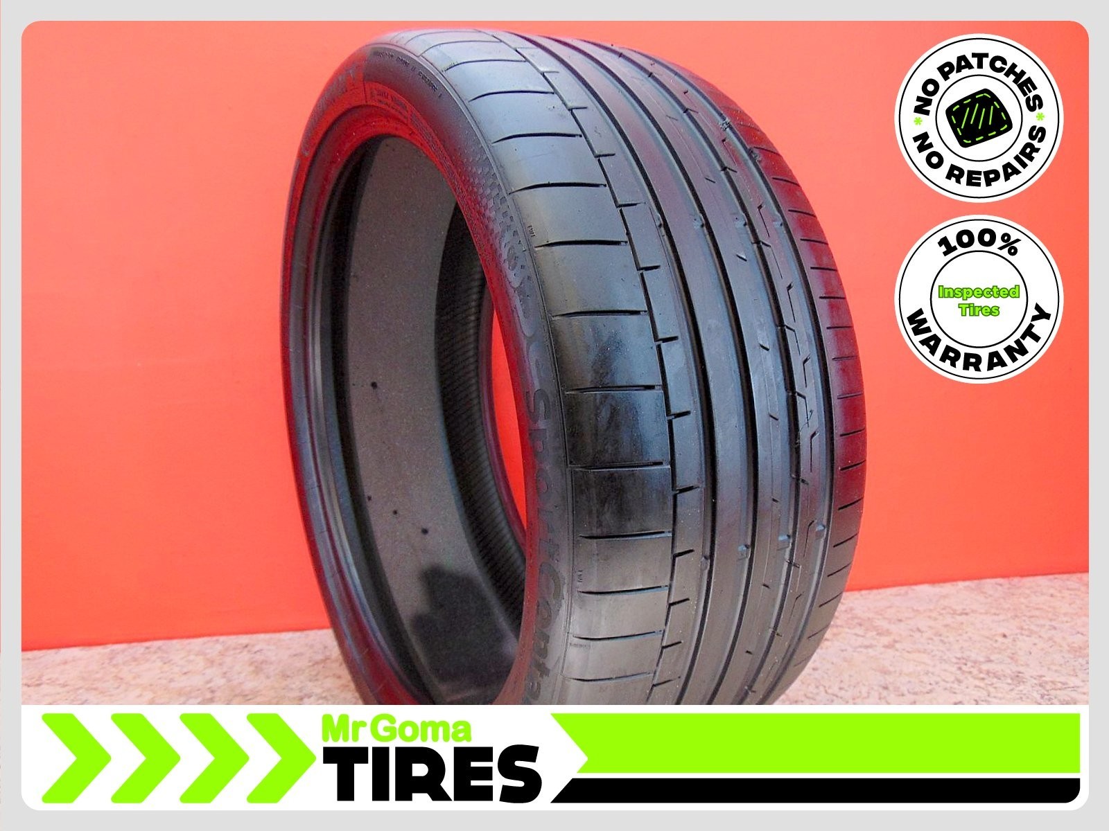 1 CONTINENTAL SPORTCONTACT 6 T0 CONTISILENT XL 285/35R22 USED TIRE 7.6/32 TREAD