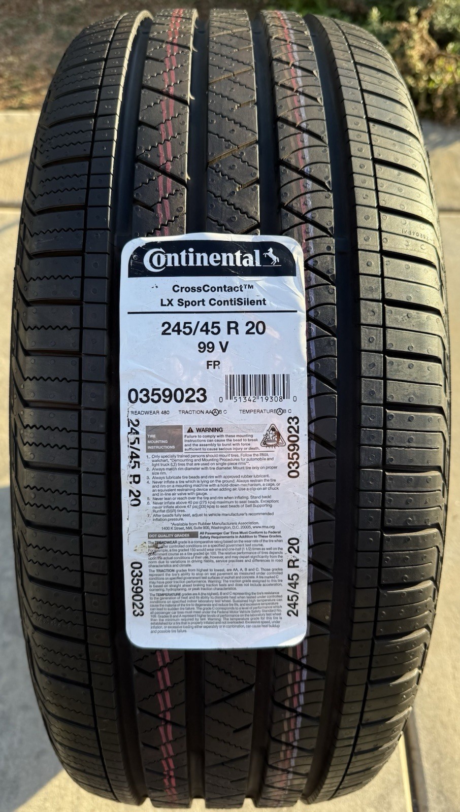 TWO BRAND NEW 245/45R20 Continental CrossContact LX Sport ContiSilent Foam Tires