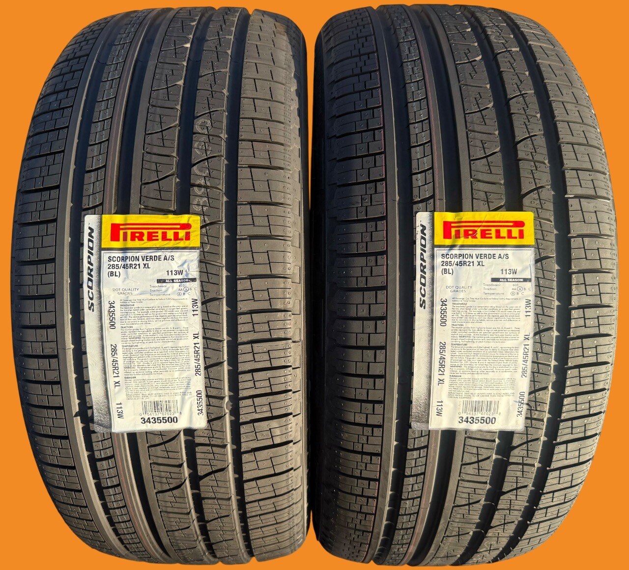 Set of 2 BRAND NEW 285/45R21 113W Pirelli Scorpion Verde All Season A/S AS Tires
