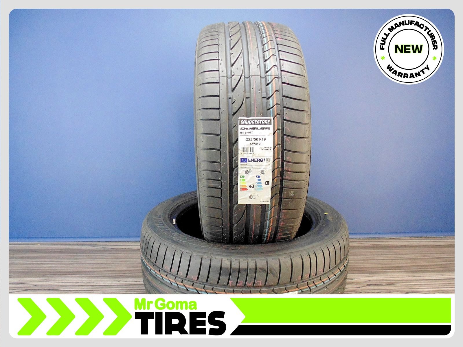 2 NEW 255/50R19 BRIDGESTONE DUELER H/P SPORT RFT XL TIRES Run flat 107V 2555019
