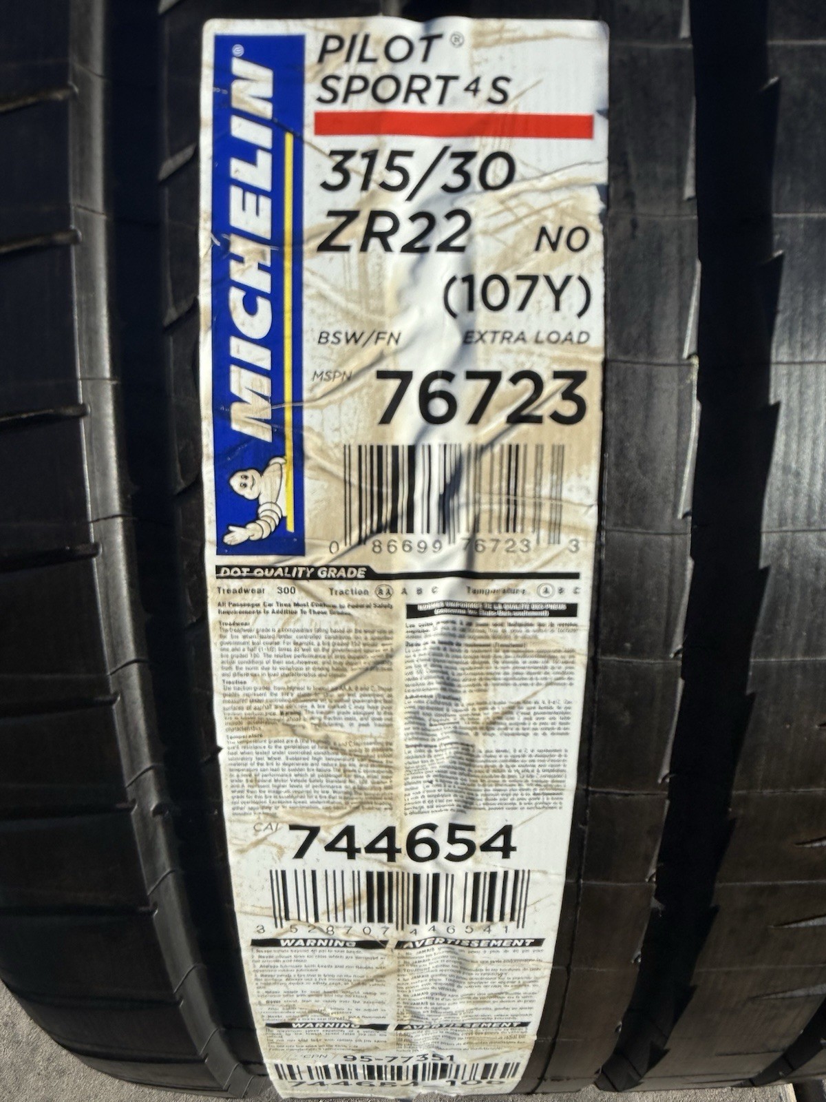 Set of TWO BRAND NEW 315/30ZR22 (107Y) Michelin Pilot Sport 4S Tires 3153022