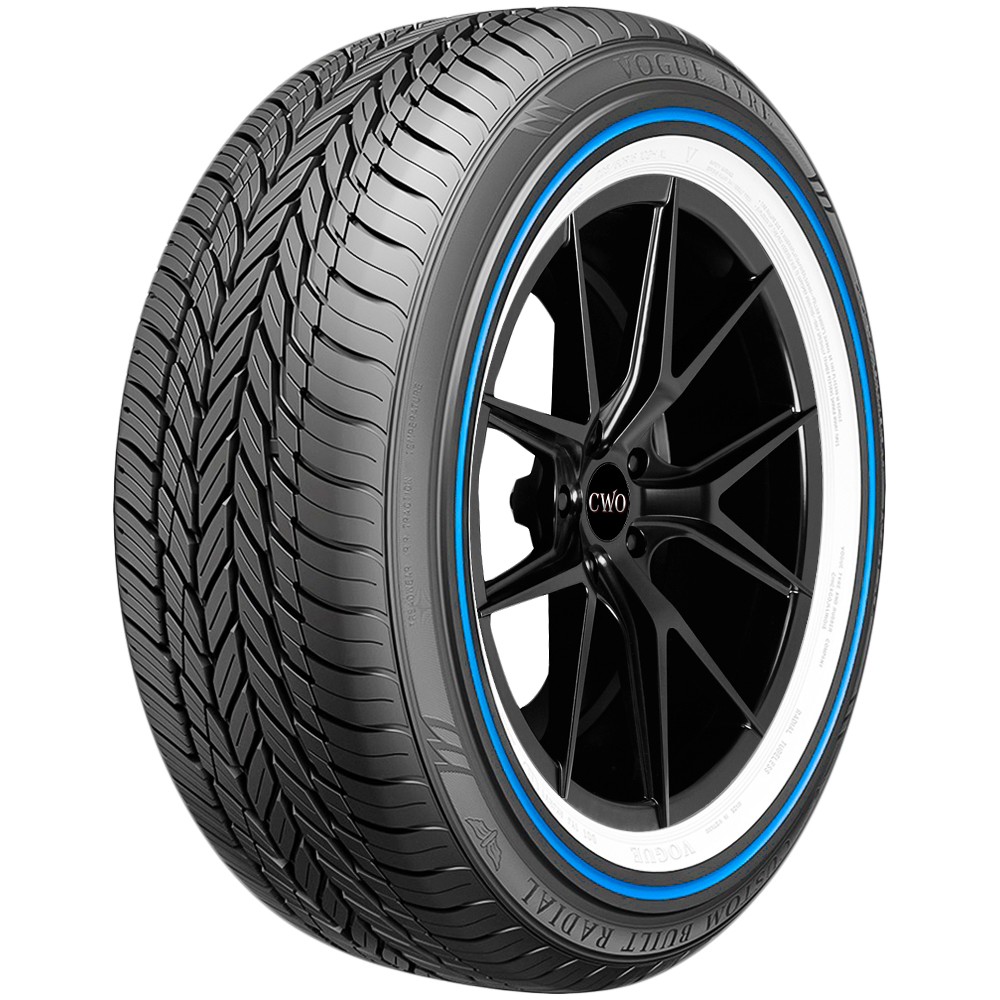 (QTY 4) 215/70R15 Vogue Custom Built Radial VIII 103H SL Blue/White Tires