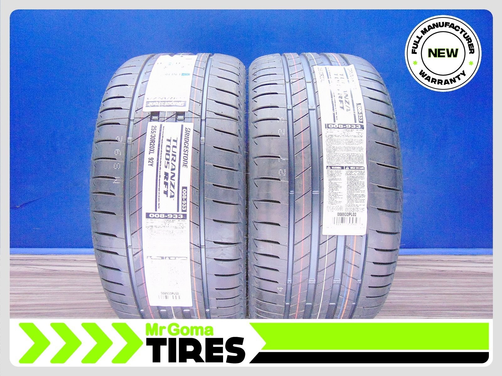 2 BRAND NEW 255/30R20 BRIDGESTONE TURANZA T005 RFT XL TIRES Run flat 2553020